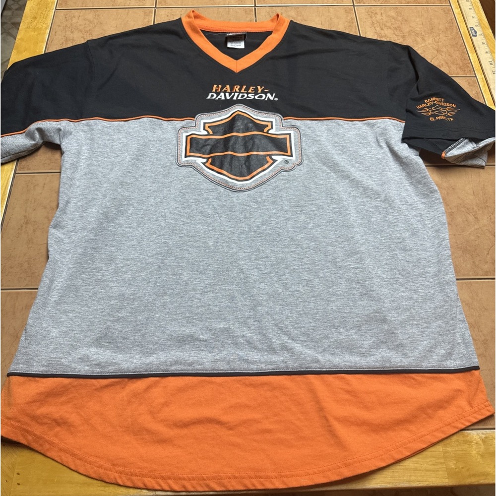 Harley Davidson Shirt Mens Sz XL Black Orange Short Sleeve‎ El Paso Texas